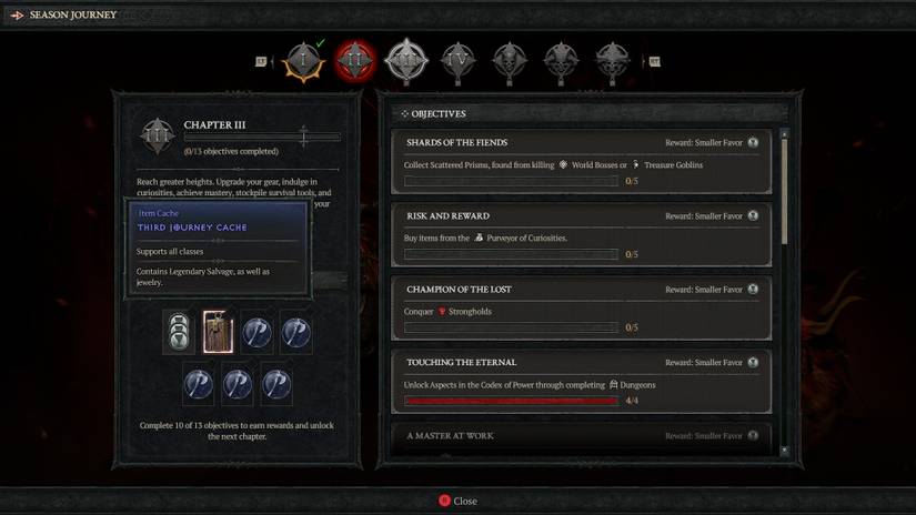 Diablo 4 Season Journey Objectives Rewards Chapter Three