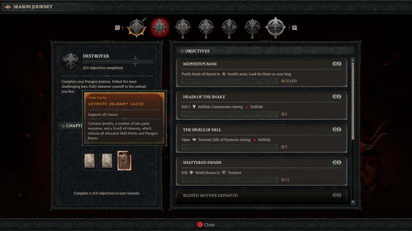 Diablo 4 Season Journey Objectives Rewards Chapter Seven Destroyer