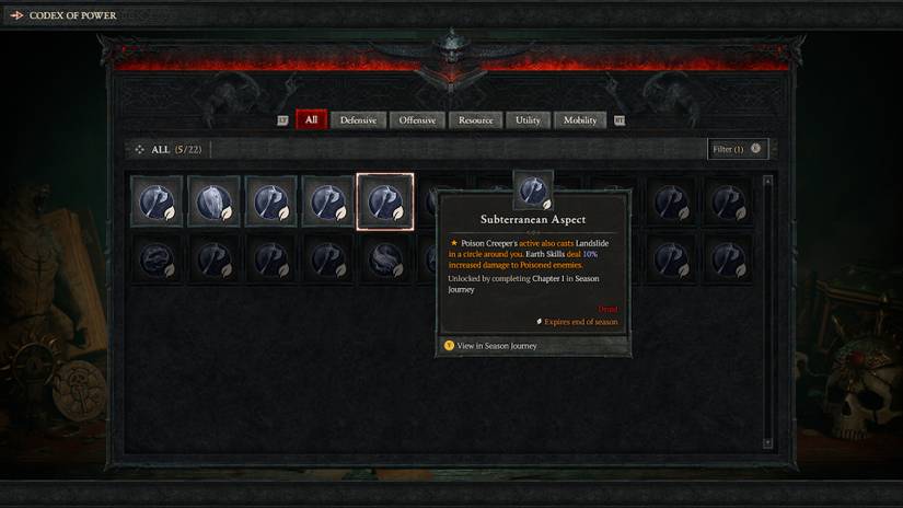 Diablo 4 Season 1 Codex Aspects New Subterranean Aspect Druid