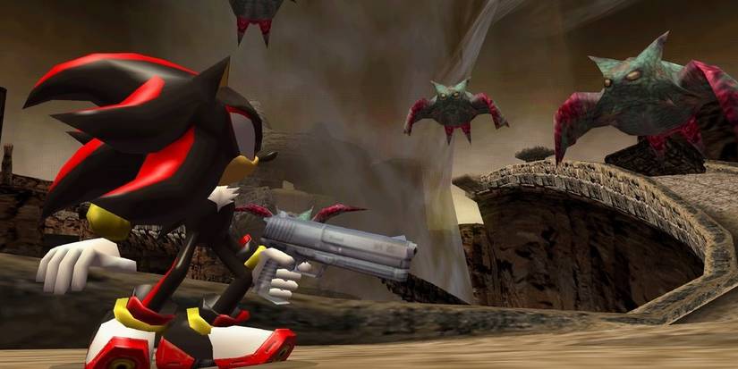 Shadow Facing Down Flying Creatures With A Handgun