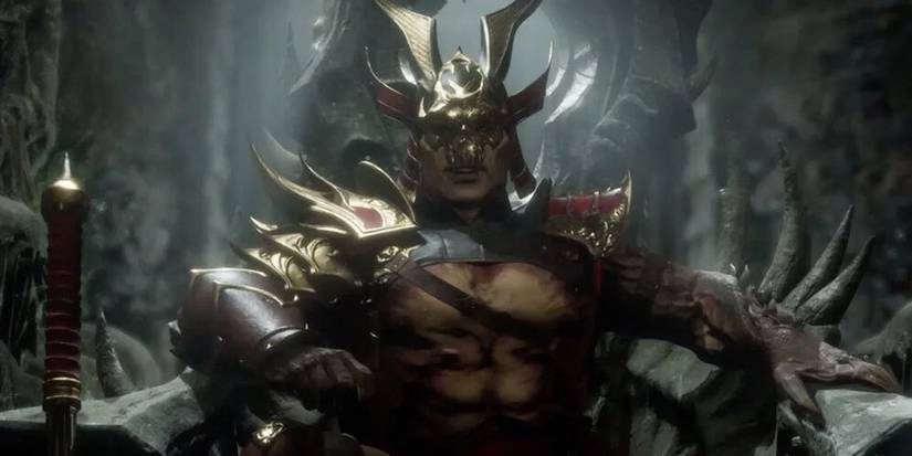 Shao Khan Sitting On A Throne With His Hammer