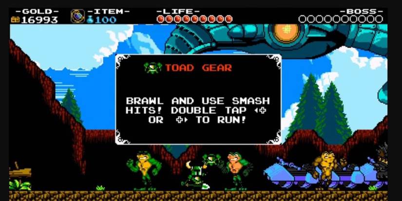 Shovel Knight encountering the Battletoads