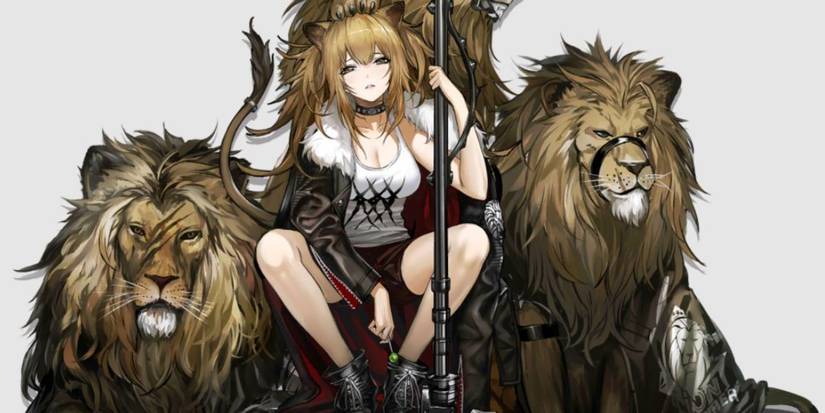 Siege sitting with lions