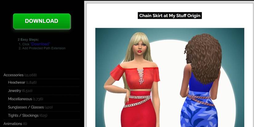 The front page of The Sims 4 Updates website advertising custom content