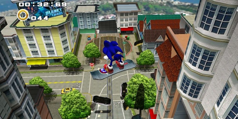 Sonic Flying In The Air On A Skateboard