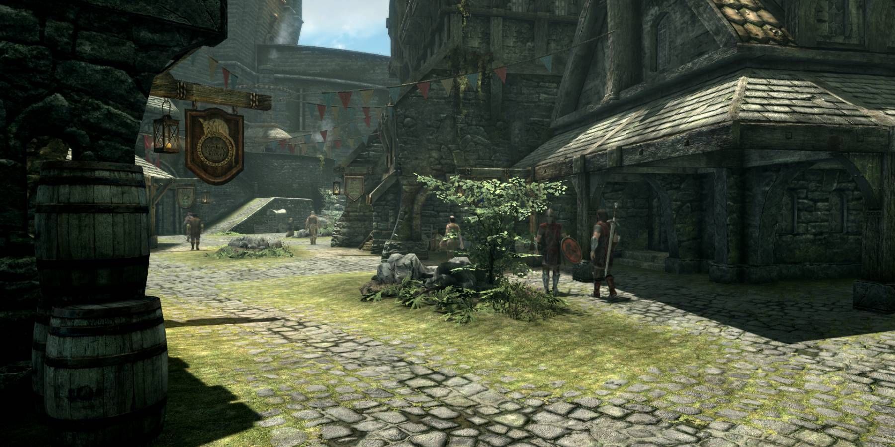 The streets of Solitude in Skyrim