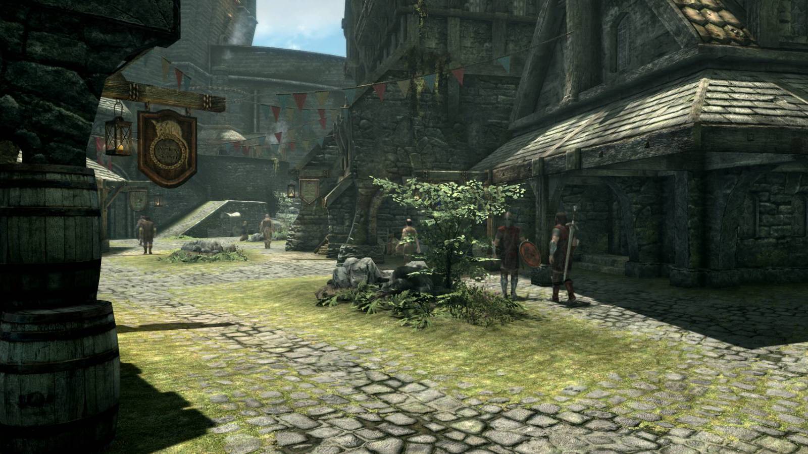 The streets of Solitude in Skyrim