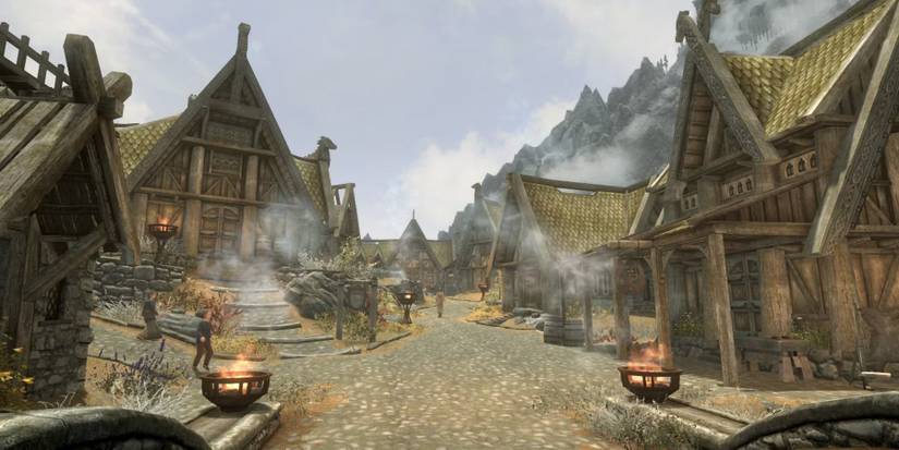 Skyrim smoking town in day time