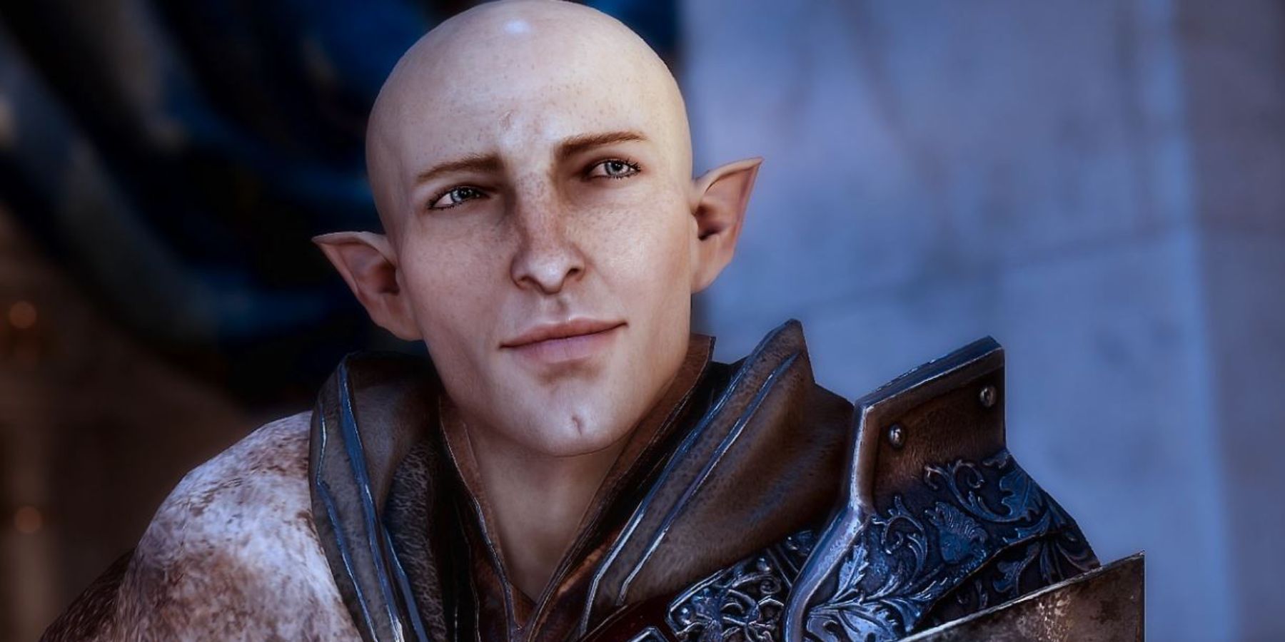 Solas smiling in Dragon Age