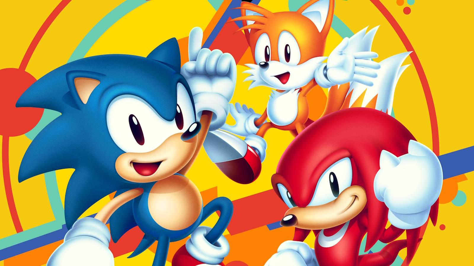 Sonic Mania promo art Sonic Knuckles and Tails-1