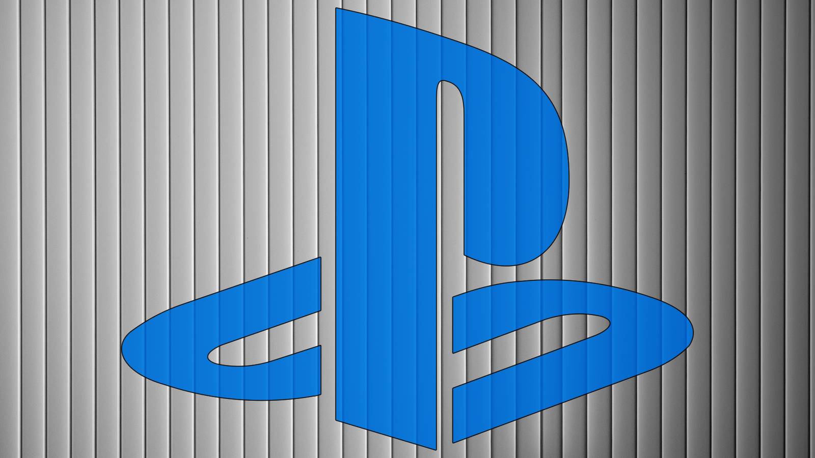 Sony PlayStation logo emblem on gray metallic wall texture background