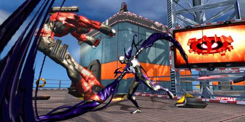 Spider-Man battling Deadpool