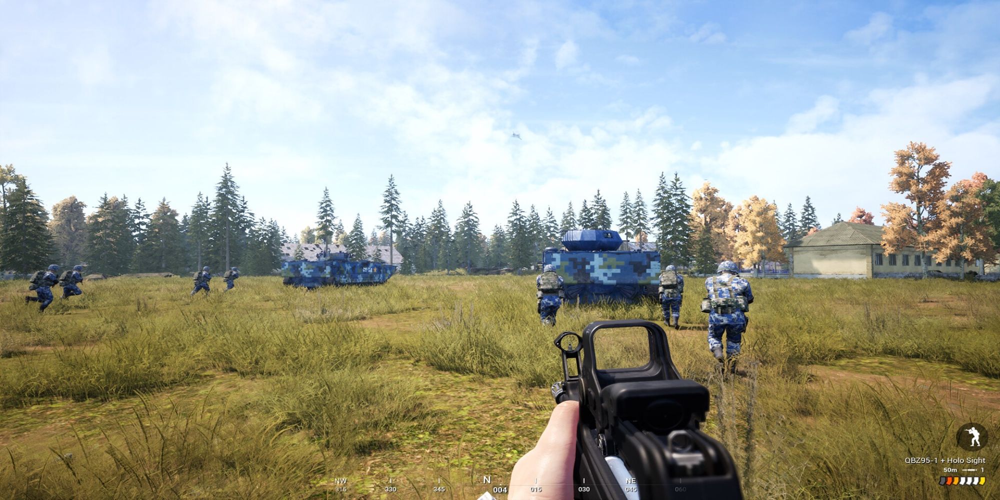 Player uses an assault rifle to shoot enemies