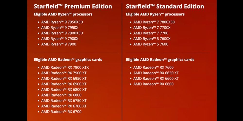 Starfield promotional bundle with eligible AMD CPUs and GPUs.