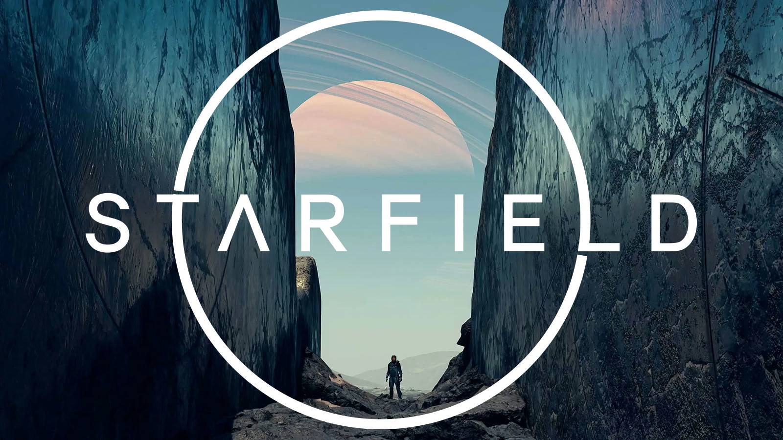 Starfield planet discovery promo with game logo in the foreground