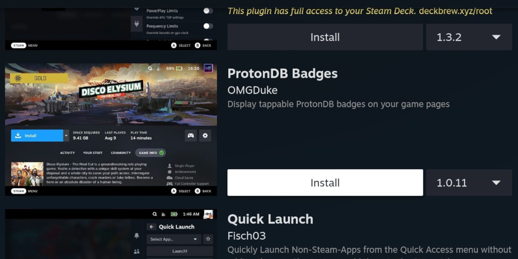 Steam Deck download ProtonDB badges