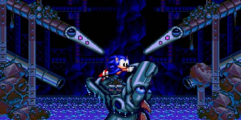 Sonic Avoiding A Robot Dinosaurs Jaws 