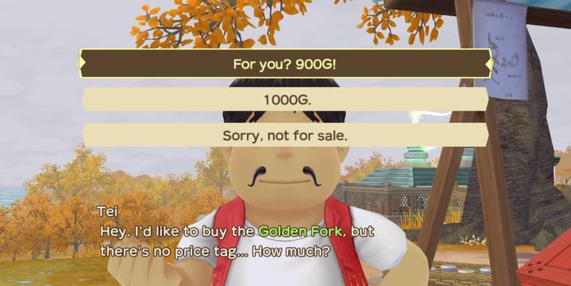 Story Of Seasons A Wonderful Life player shop sell golden fork