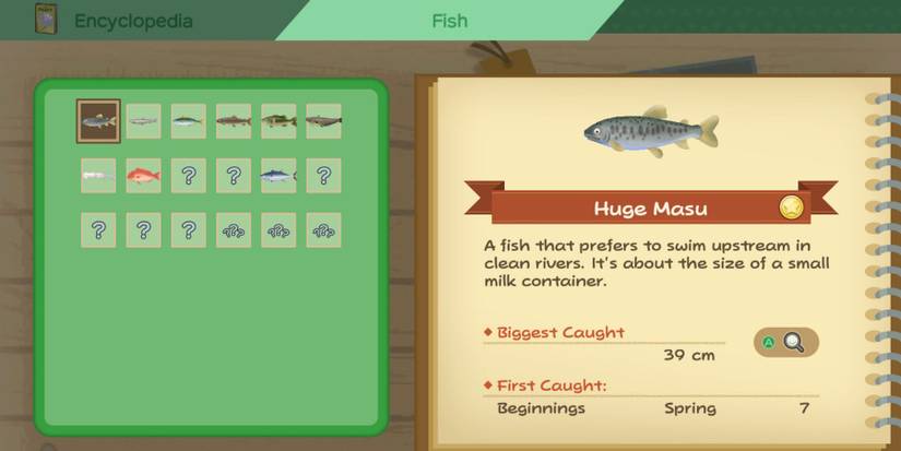 story of seasons a wonderful life fish encyclopedia