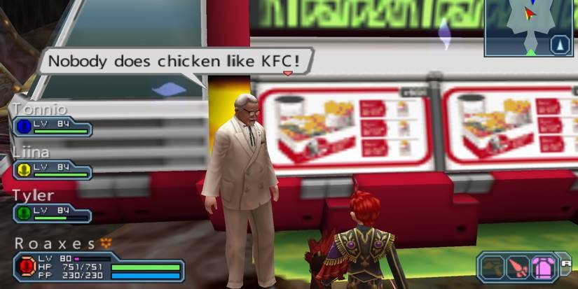 Strange Game Product Placement- Phantasy Star Portable KFC