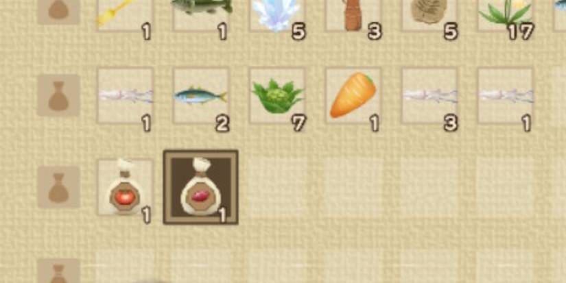 A player looking at a tomato and sweet potao seed next to each other in Story of Seasons: A Wonderful Life