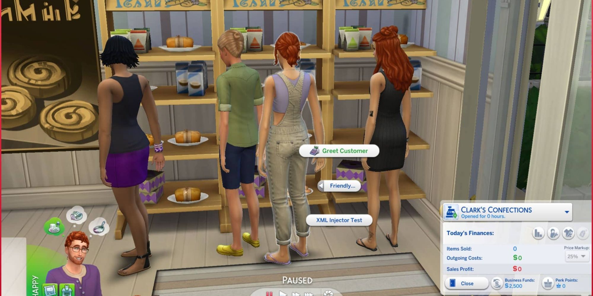The Sims 4 customer greeting options for running a retail store