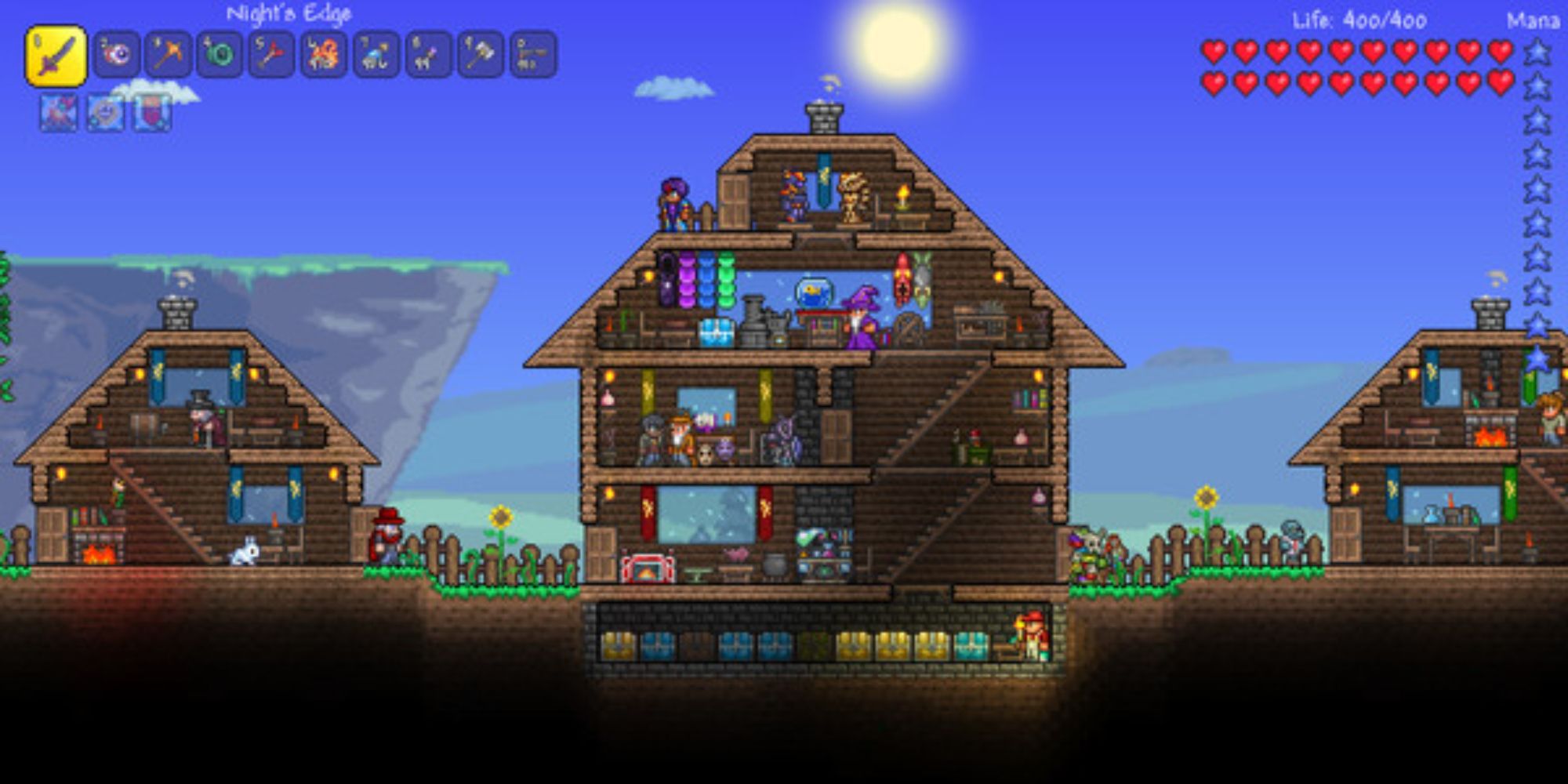 a screenshot from Terraria showcasing a player's built house