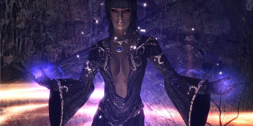 TA player character in a sparkling variant of Nocturnal's dress.