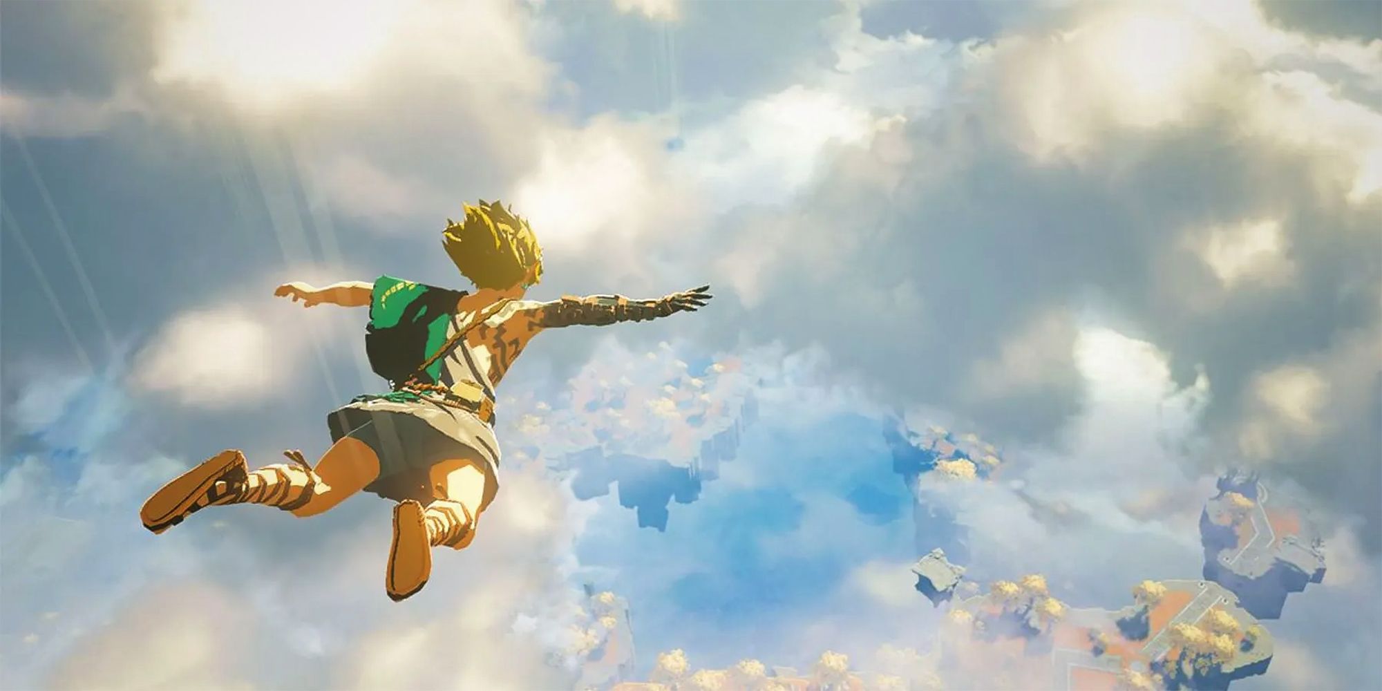 The Legend of Zelda Tears of the Kingdom TOTK Link freefalling above Great Sky Island