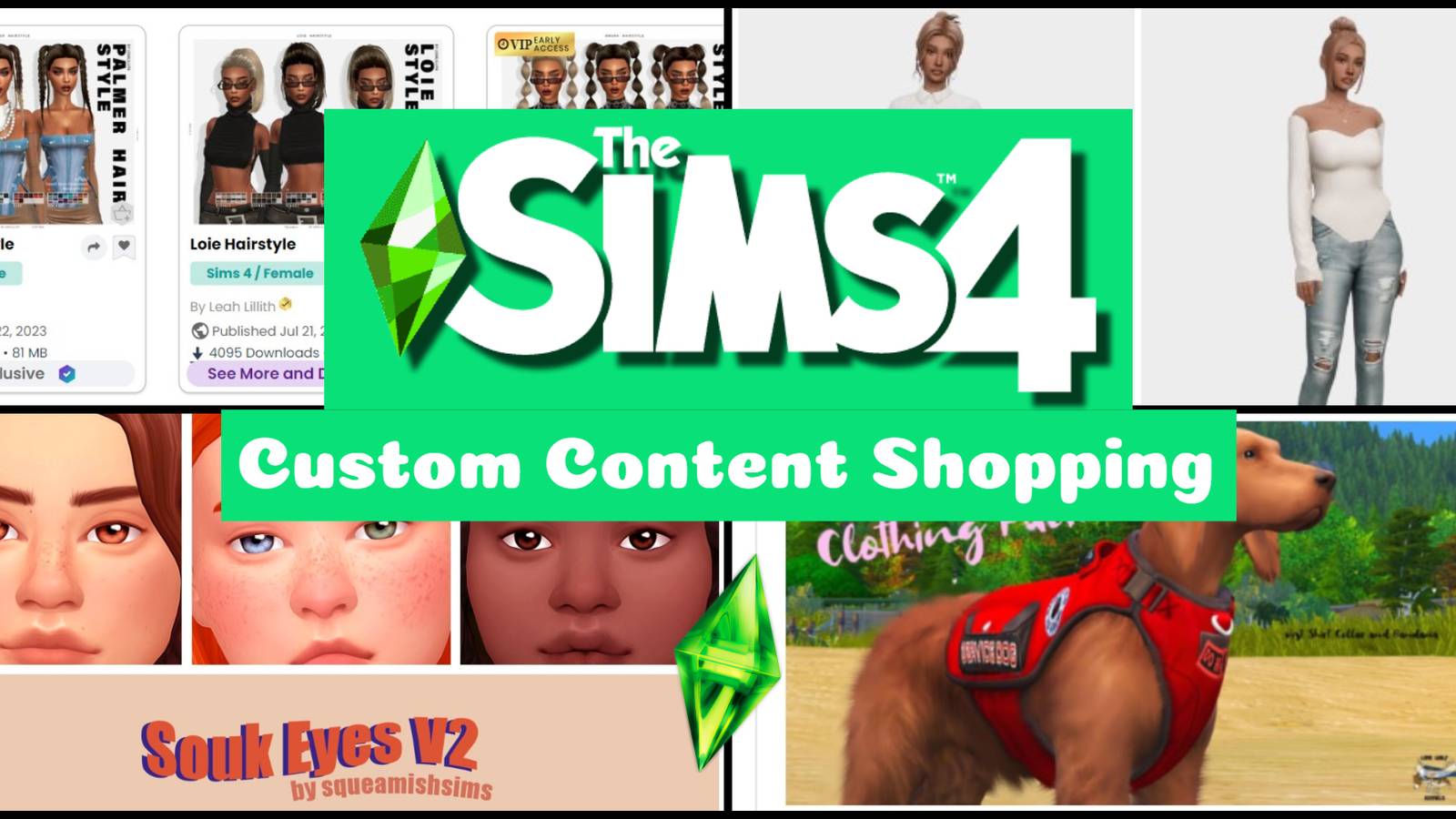 A collage of custom content creations made on the best cc websites