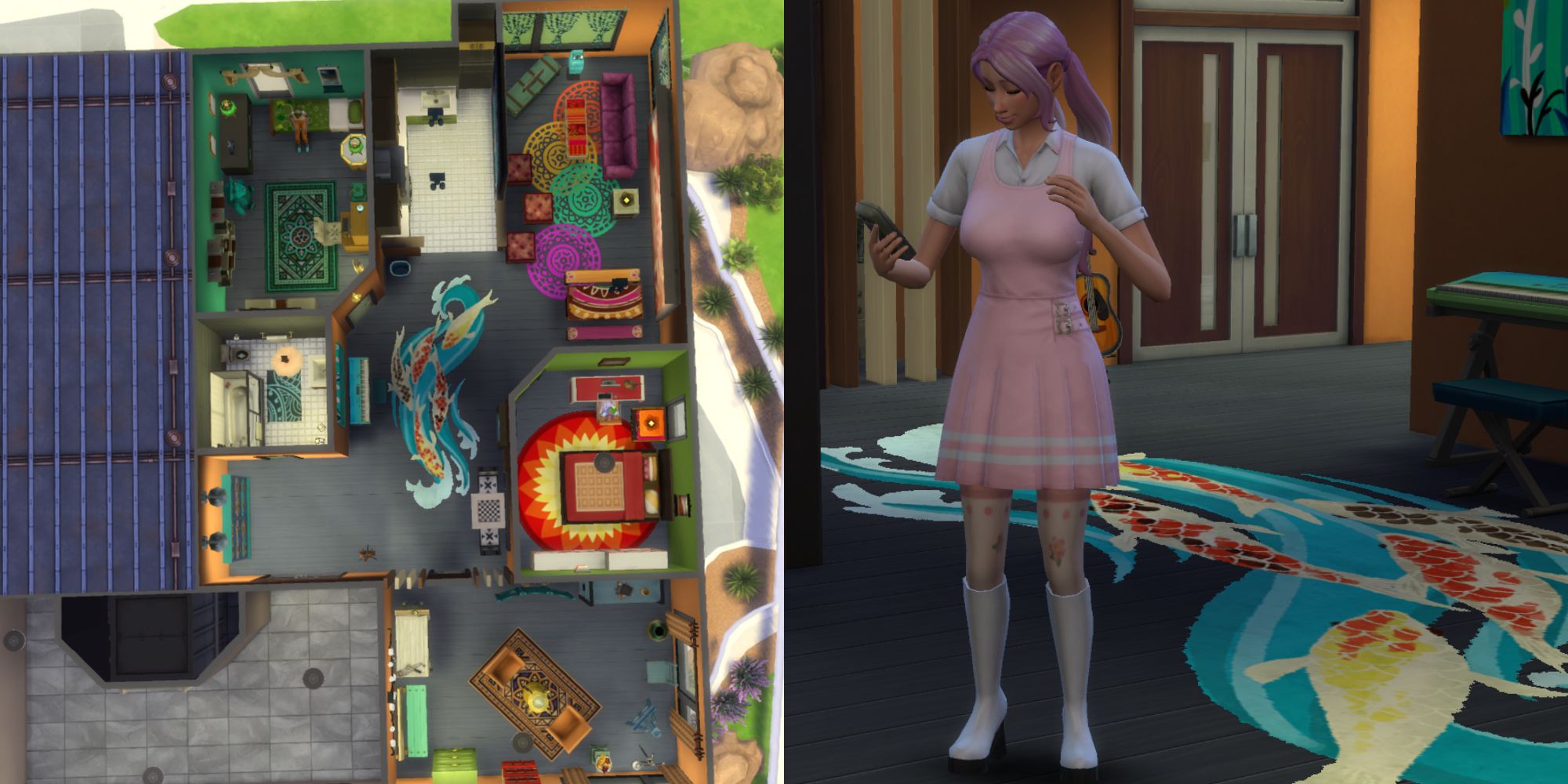 Um decorador de interiores planeja melhorar o apartamento de um cliente no The Sims 4