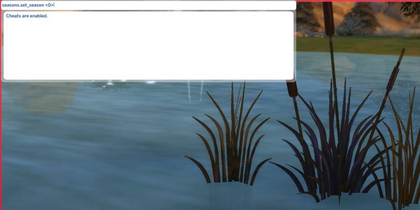 A cheat to change the season is typed in and ready to be entered in The Sims 4