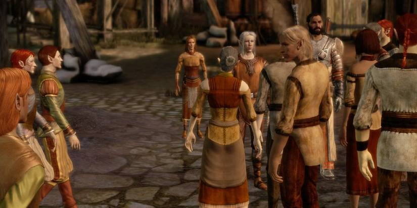 The two grooms, Soris and Tabris, arrive to the wedding during the City Elf origin