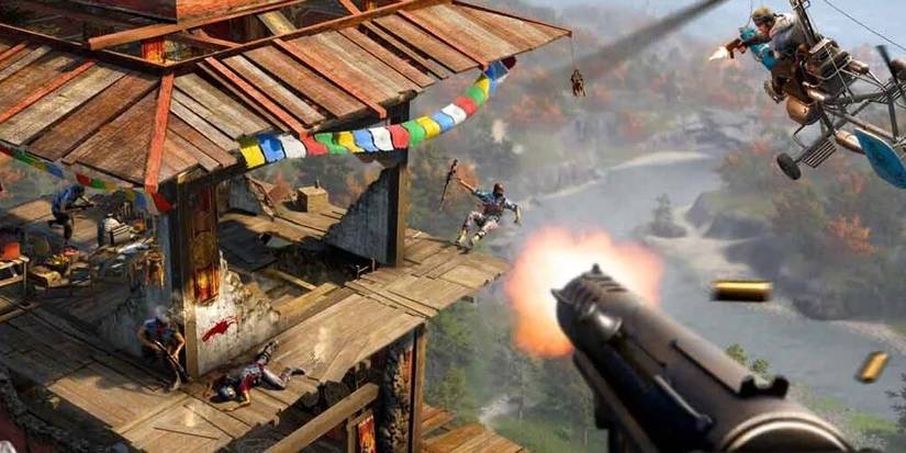 Player Gliding To An Enemy Tower In Far Cry 4