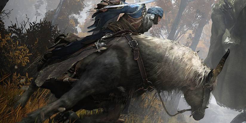 A Tarnished with Torrent about to attack