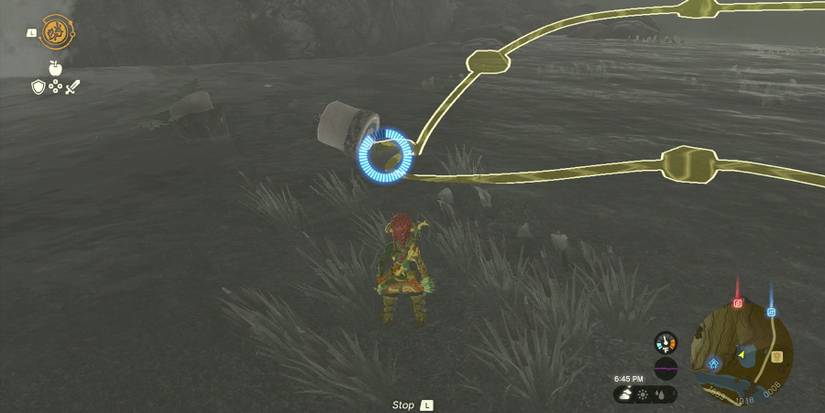 Solving Korok cork pulling puzzles in Zelda: Tears of the Kingdom.