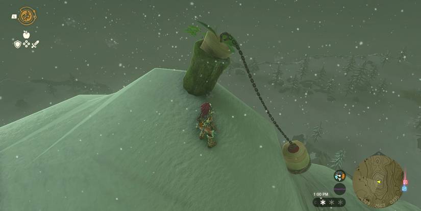 Solving Korok cork pulling puzzles in Zelda: Tears of the Kingdom.