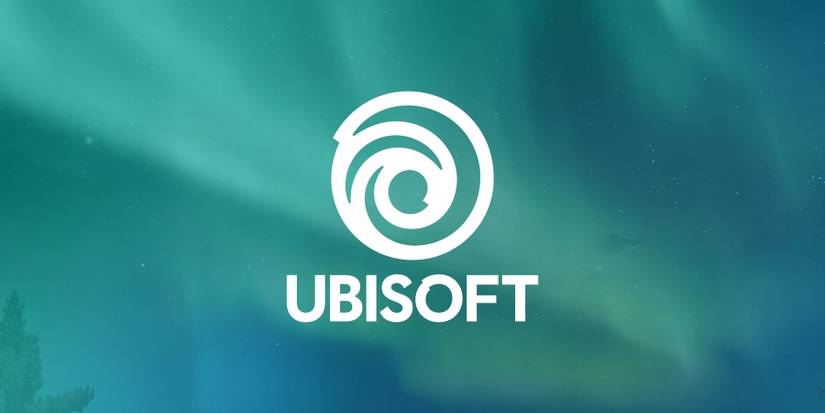 The Ubisoft logo in white against a background of the aurora borealis