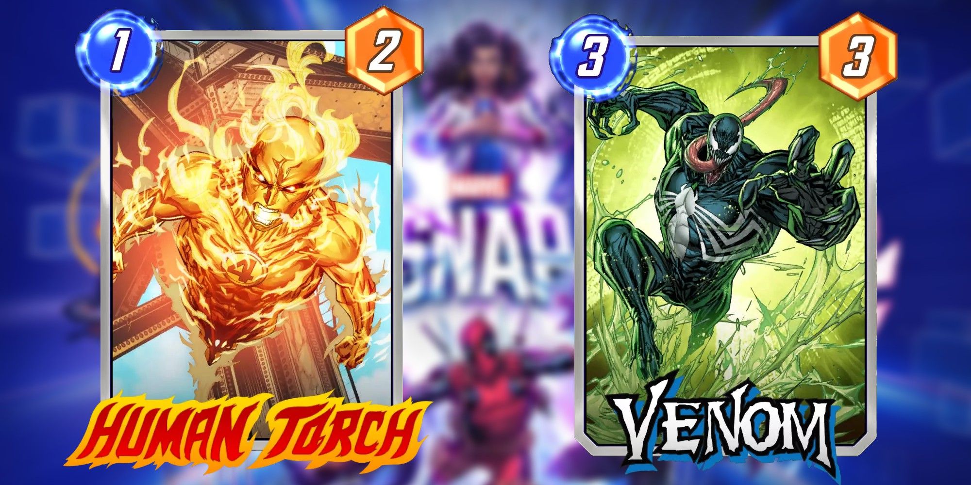 venom and human torch cards