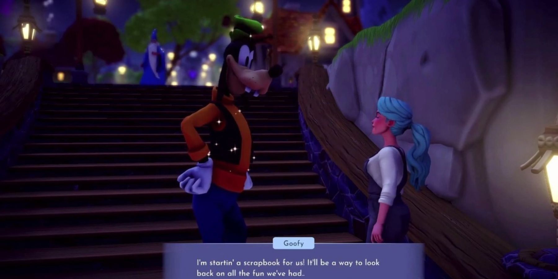 goofy telling player about his scrapbook dreamlight valley