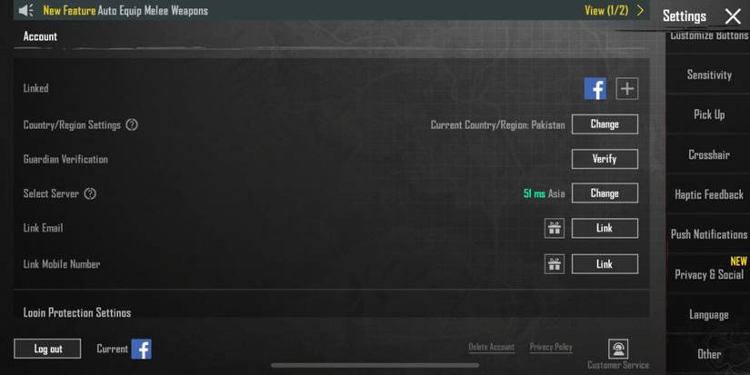 account settings bgmi