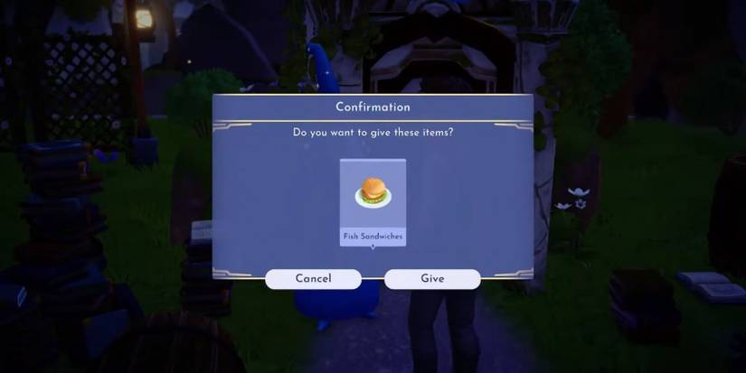 presenting merlin with fish sandwich dreamlight valley