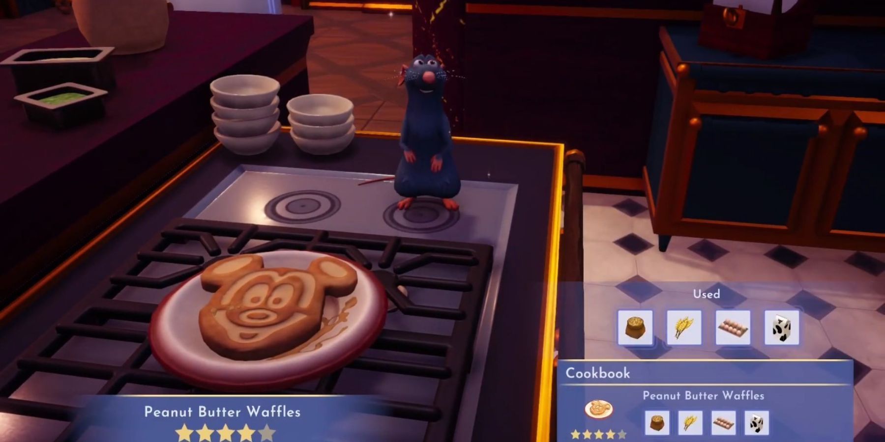 making peanut butter waffles for moana disney dreamlight valley