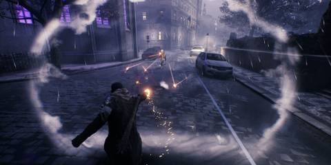 A player protecting themselves from bullets in Vampire The Masquerade - Bloodhunt