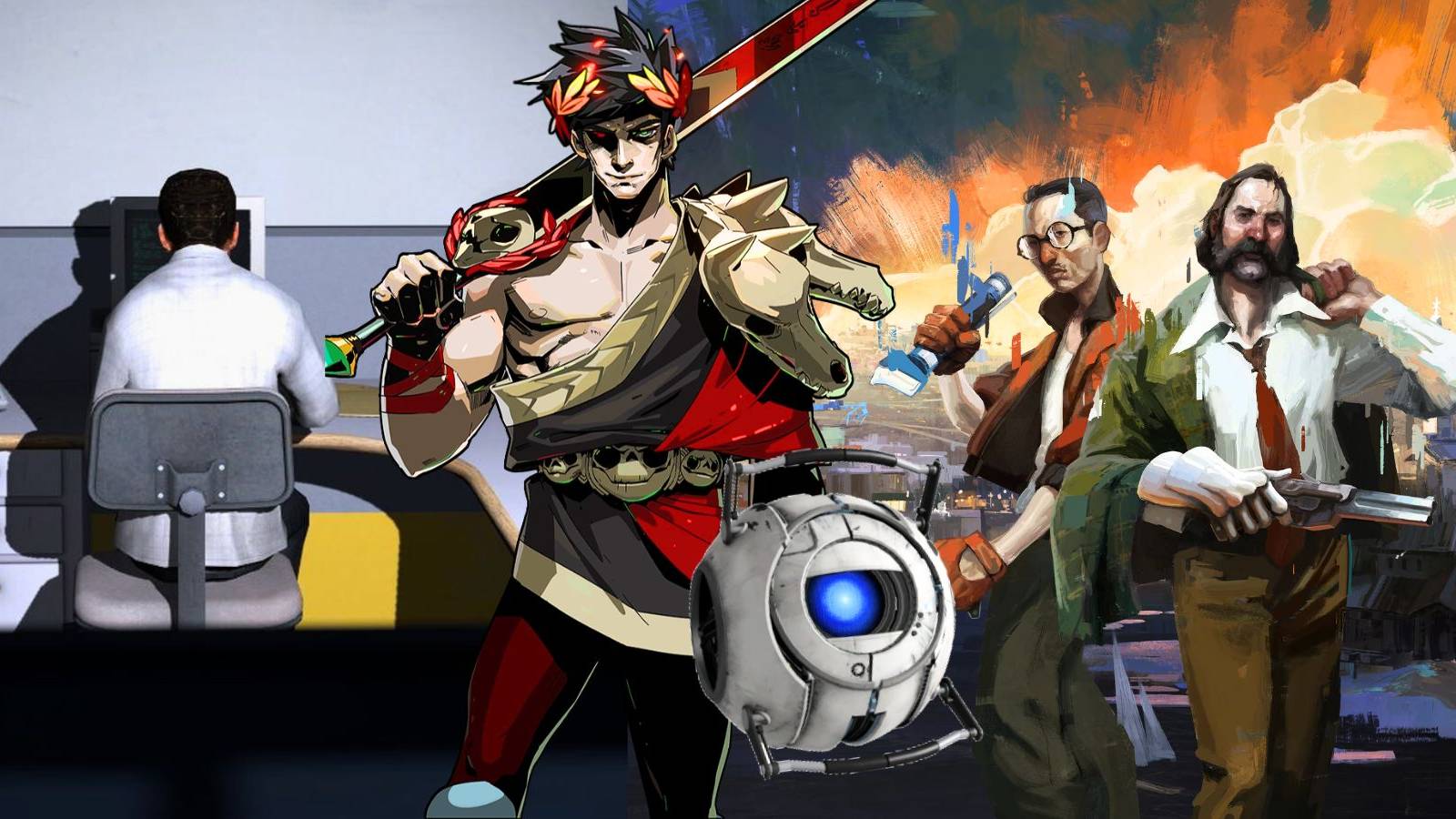 Stanley parable, portal, hades and disco Elysium 