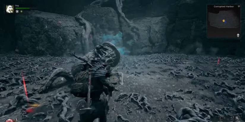 A player in Corrupted Harbor in Remnant 2