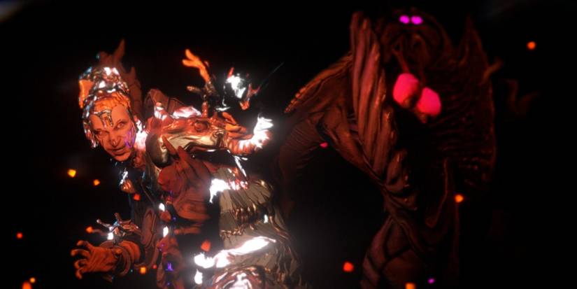 An infested Alad V is flanked by one of his hideous creations.