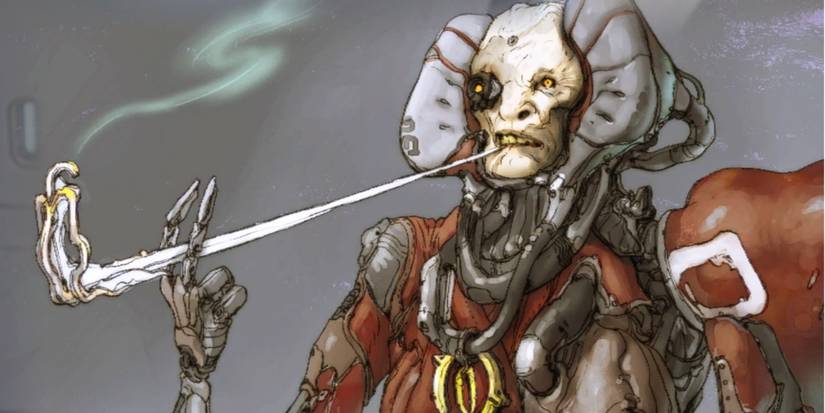 Codex entry concept art of Warframe's Captain Vor.