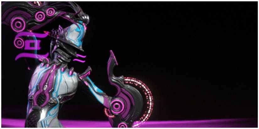 Octavia Warframe plays her Mandachord in the Void.