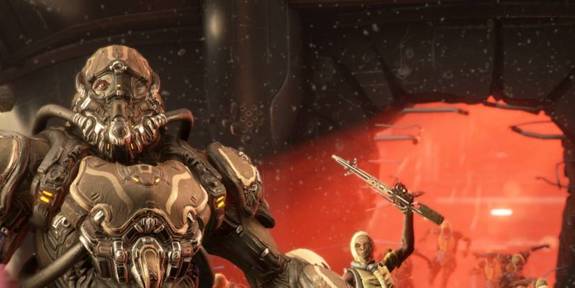 Cinematic cutscene featuring the prison breakout of Wolf of Saturn Six.